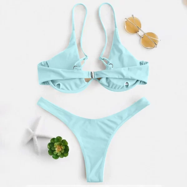 bikini sexy split style solid color women's swimsuit steel bracket tow piece for teenagers biquinis feminino tendência 2024