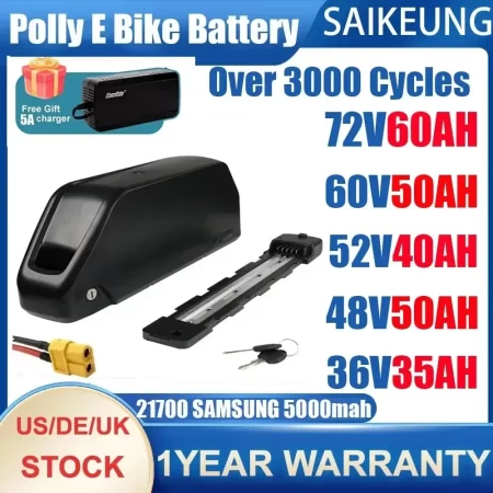 48v 52 36 60 72v polly dp 7 ebike battery 25 40 50ah 60ah 30ah 21700 lithium pack downtube battery for 500 1000 2000 3000w motor