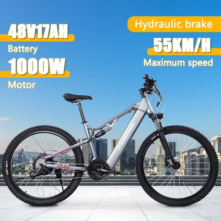 randride yg90 electric bike1000w 48v17ah 21 speed 27*2.4 in tire all terrain off road full suspension oil brake electric bicycle
