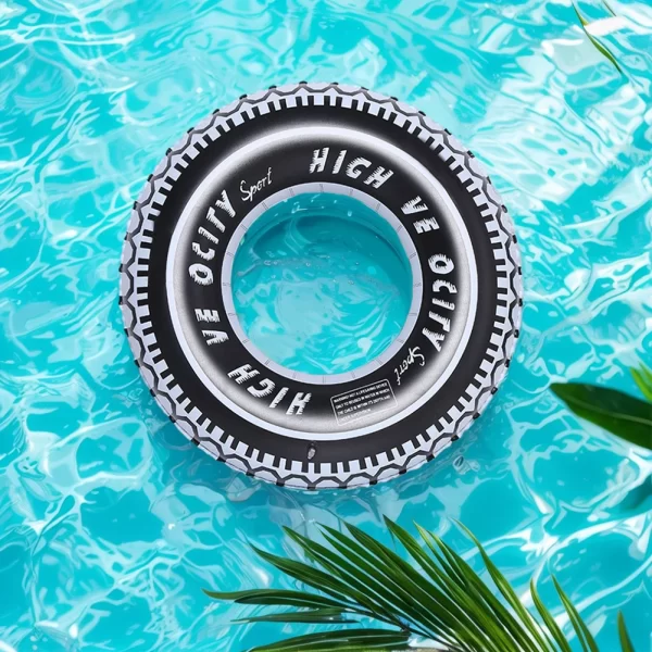 tire pattern inflatable pool toy swim ring leakproof pvc pool floats thickened swim tube for children adults pool accessories