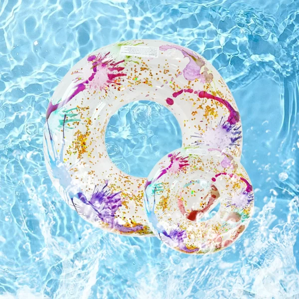 1 pce gold sequin inflatable swimming ring for water sports and water training, multiple sizes available swimming pool lifebuoy