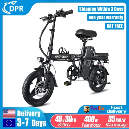 deepower mini foldable ebike 400w 48v 30ah/10ah removable battery multi shock absorbing urban electric bicycle bike for aldult