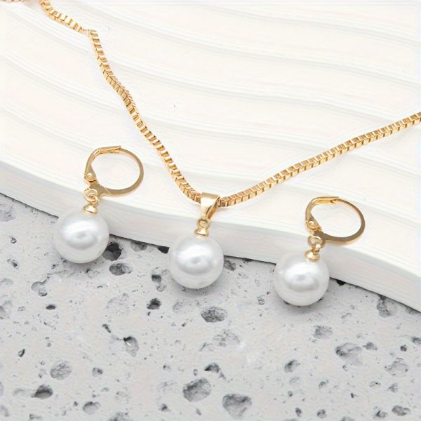 3pcs Elegant Faux Jewelry Set- Matching Necklace, Earrings& Ring Women, Birthdays, & Special Occasions, Family& Friends, Birthdays Classy Accessory Durable Alloy, Jewelry Set - Image 3