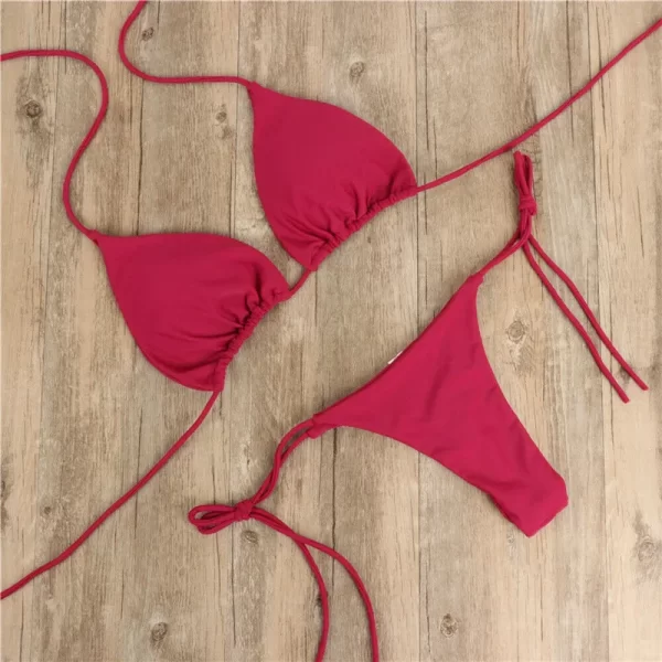 sexy women bikini 2025 new push up bra bikini set swimsuit for women solid black red blue beachwear ladies chest pad swimwear