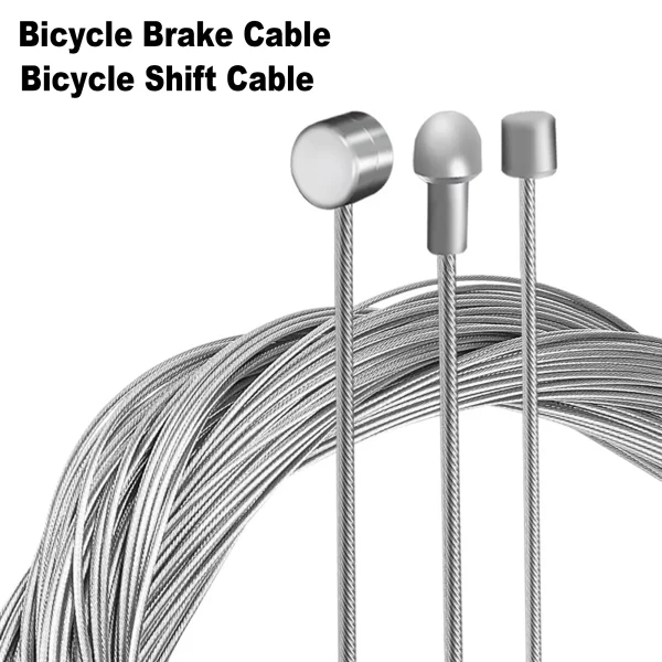 2pcs/set universal bike brake & gear shift cable，stainless steel bicycle cables with end caps for mountain & road bikes