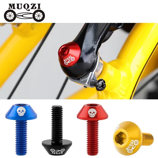 muqzi 2/4pcs bike m6 brake caliper bolt 7075 aluminum alloy v brake clamp screw mtb road folding bicycle accessories
