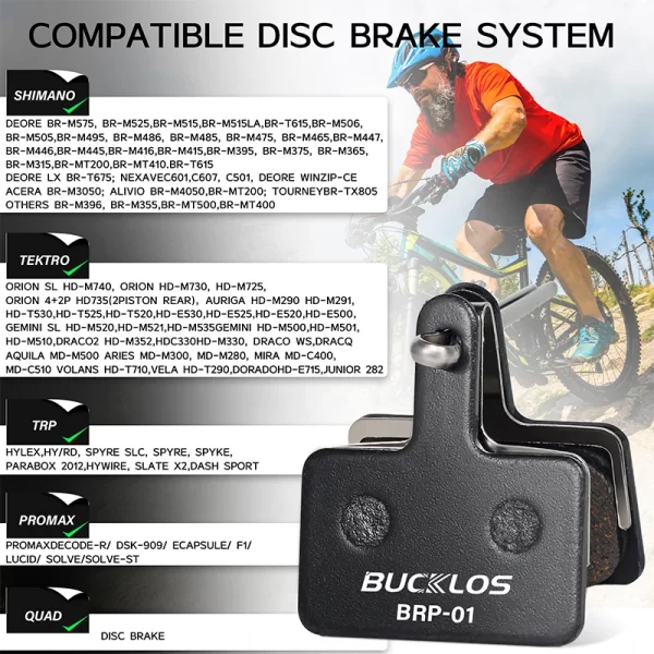 bucklos semi metal mountain bike disc brake pads semimetallic hydraulic disc brake pad bicycle brake pads for shimano b01s b05s