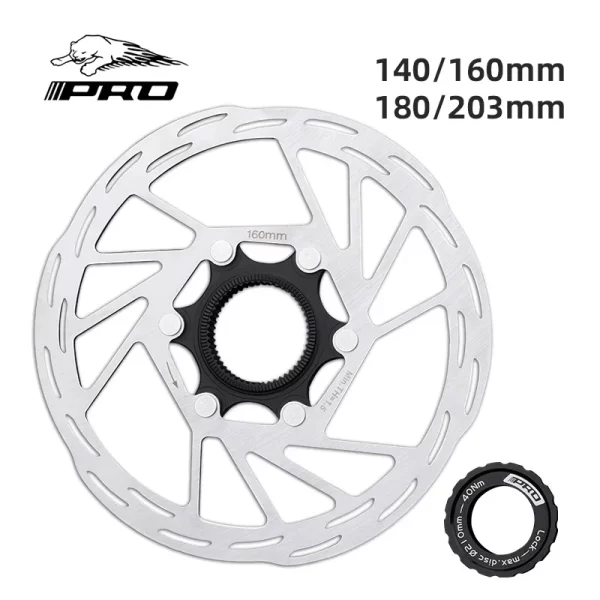 iiipro bicycle center lock bicycle brake rotor 140mm/160mm/180mm/203mm road bike disc brake rotor with lock ring bike brake pads