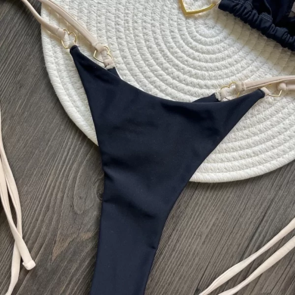 2025 solid color white bikini women suit low waist lace up swimsuit two piece set swimwear women bathing suit купальник