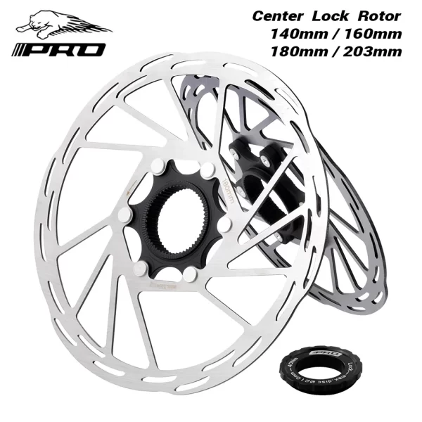 iiipro bicycle center lock bicycle brake rotor 140mm/160mm/180mm/203mm road bike disc brake rotor with lock ring bike brake pads