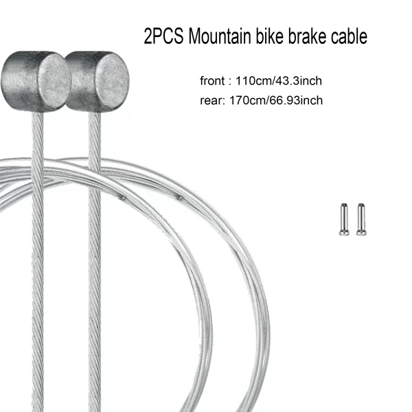 2pcs/set universal bike brake & gear shift cable，stainless steel bicycle cables with end caps for mountain & road bikes