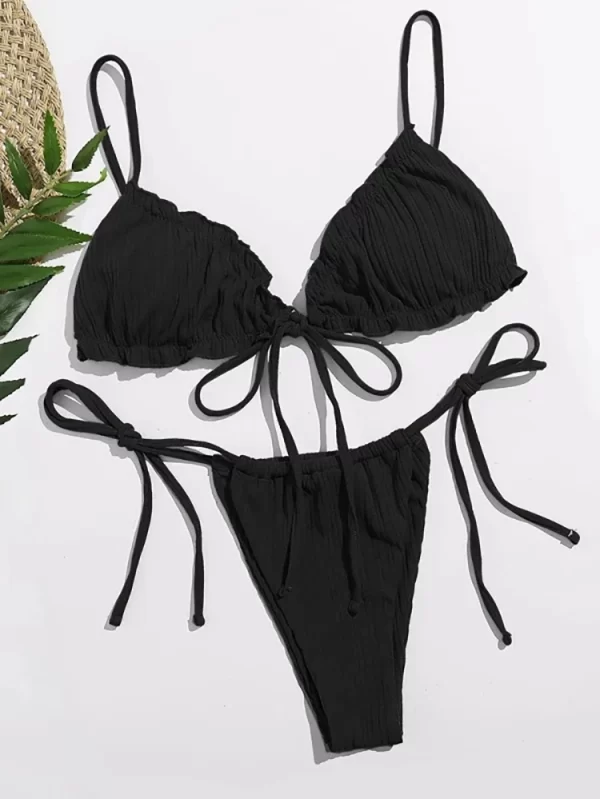 new 2025 sexy swimsuit pit stripe bikini women swimwear bathing suits push up biquinis bandage beachwear solid bikini sets