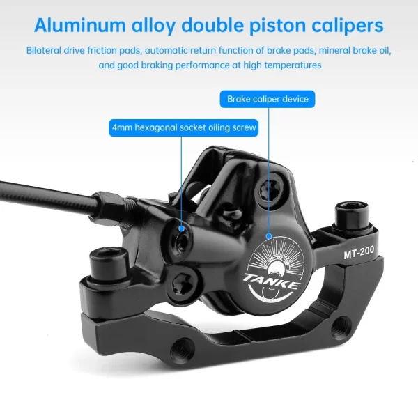 tanke mt200 bike hydraulic disc brake mtb brake bl br 800/1600mm bicycle brake 2 piston 3 finger steel lever bike parts upgrade