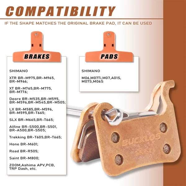 bucklos sintered metal mtb brake pads for m06 m07 bicycle hydraulic disc brake pads metallic bike brake pad mountain bike part
