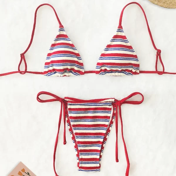 women's sexy push up two piece swimsuit 2025 bathing suit micro beachwear stripe bikini set swimwear trendy купальник женский