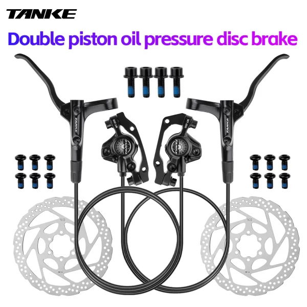 tanke mt200 bike hydraulic disc brake mtb brake bl br 800/1600mm bicycle brake 2 piston 3 finger steel lever bike parts upgrade