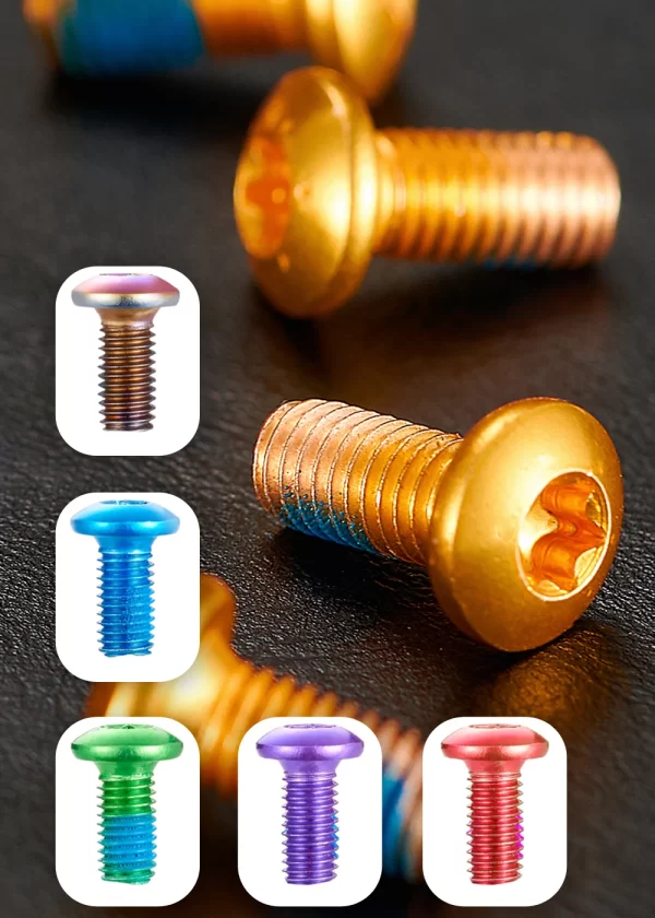 color brake disc t25 screw bicycle m5x10mm disc rotor bolt fadeless anti skid screw suitable for bicycle parts mtb customized