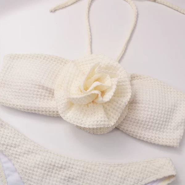 2025 sexy flowers three pieces bikini set swimsuit for women solid bandage swimwear female bathing suit beachwear swimming suit
