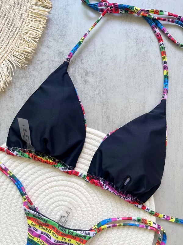 ruotonsept letters printed colorful mini thong bikini women swimwear female swimsuit two pieces bikini set bather bathing suit