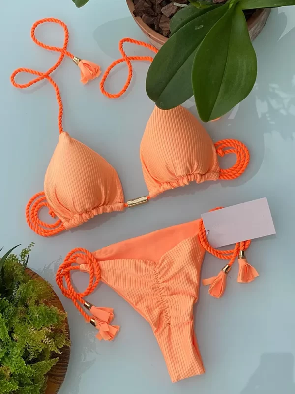 adjustable bandage bikini set 2023 swimwear swimsuit woman sexy bathing suits solid bikinis triangle female summer beachwear