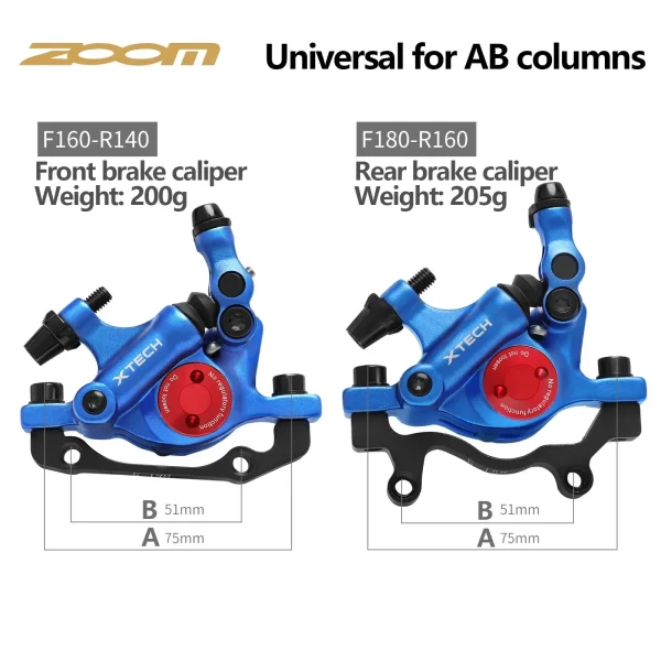 zoom xtech hb100 mtb hydraulic disc brake calipers front rear 160mm folding pull wire black red brake for mtb bike brake set