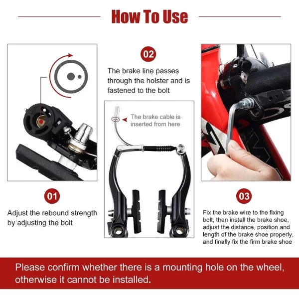 2sets bicycle v brake sets aluminum alloy mountain bike v brake caliper removable adjustable cycling brake caliper accessories