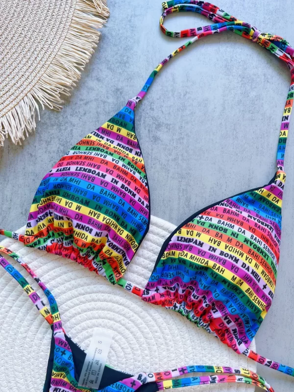 ruotonsept letters printed colorful mini thong bikini women swimwear female swimsuit two pieces bikini set bather bathing suit