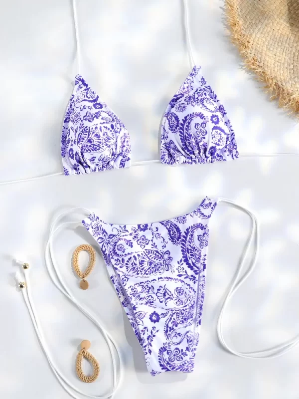 sexy triangle mini bikini sets micro thongs swimsuit women bathing suit biquini bandage beachwear print swimwear thong bikini
